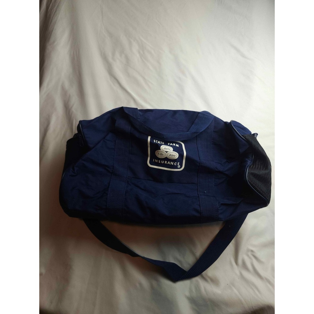 Vintage State Farm Insurance Duffel Bag Navy Blue Canvas Gym Travel Bag